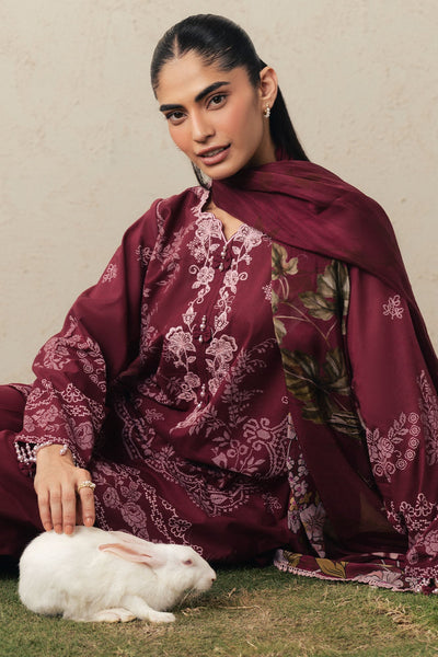 Cross Stitch | The Moonsoon Edit 26 | VELVET WHISPER-3PC PRINTED SUIT