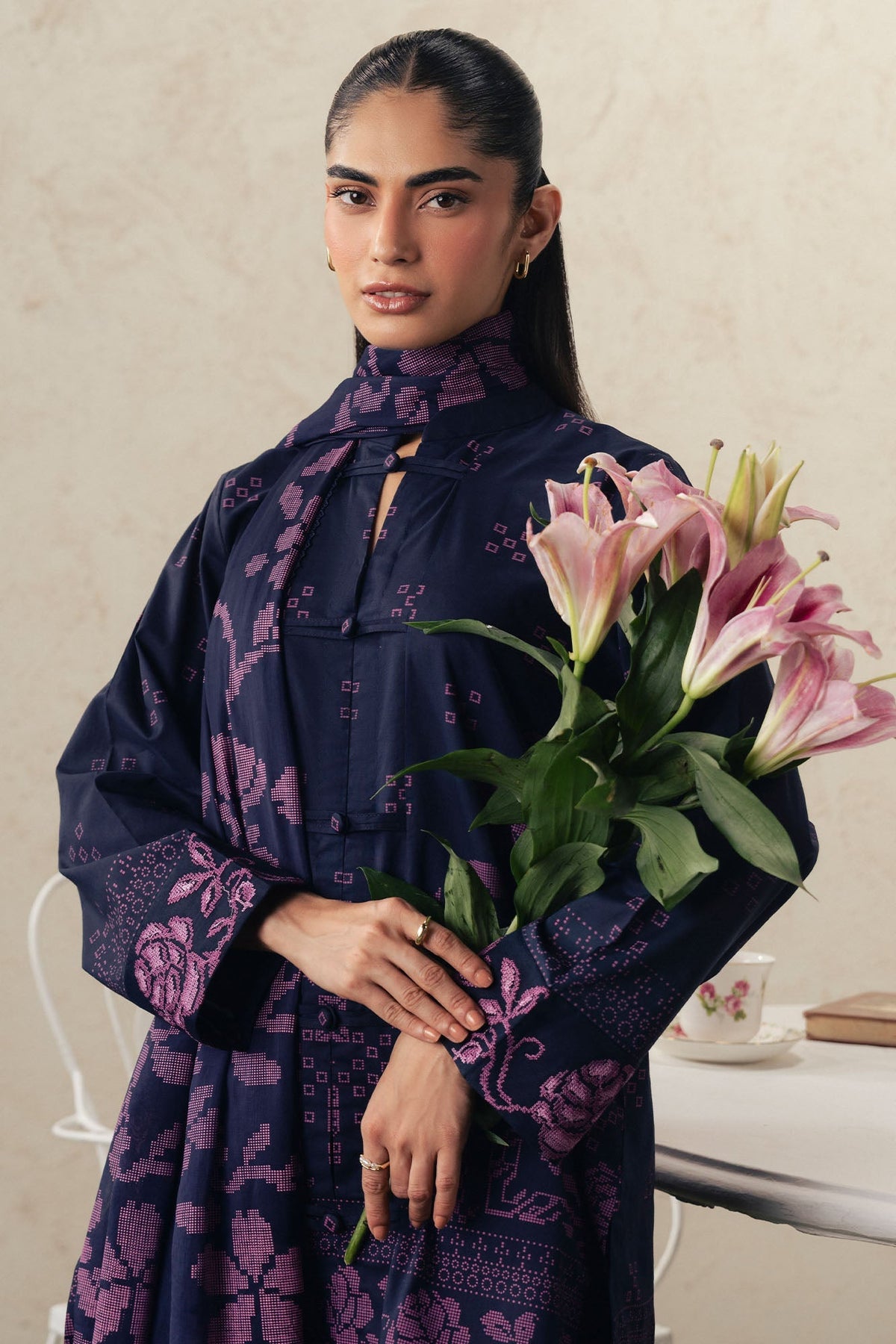 Cross Stitch | The Moonsoon Edit 26 | MAGENTA MUSE-3PC PRINTED SUIT, image 3