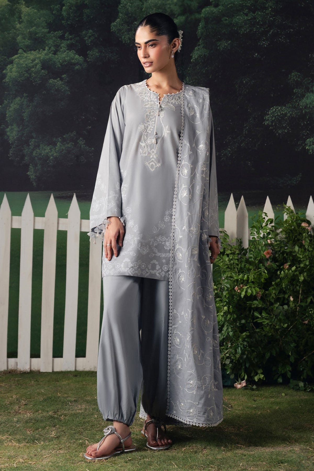 Cross Stitch | The Moonsoon Edit 26 | SELENE GLOW-3PC PRINTED SUIT