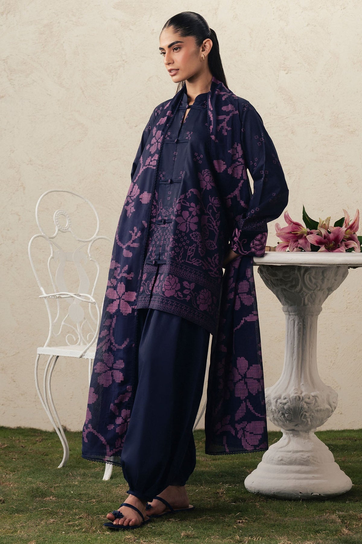 Cross Stitch | The Moonsoon Edit 26 | MAGENTA MUSE-3PC PRINTED SUIT, image 4