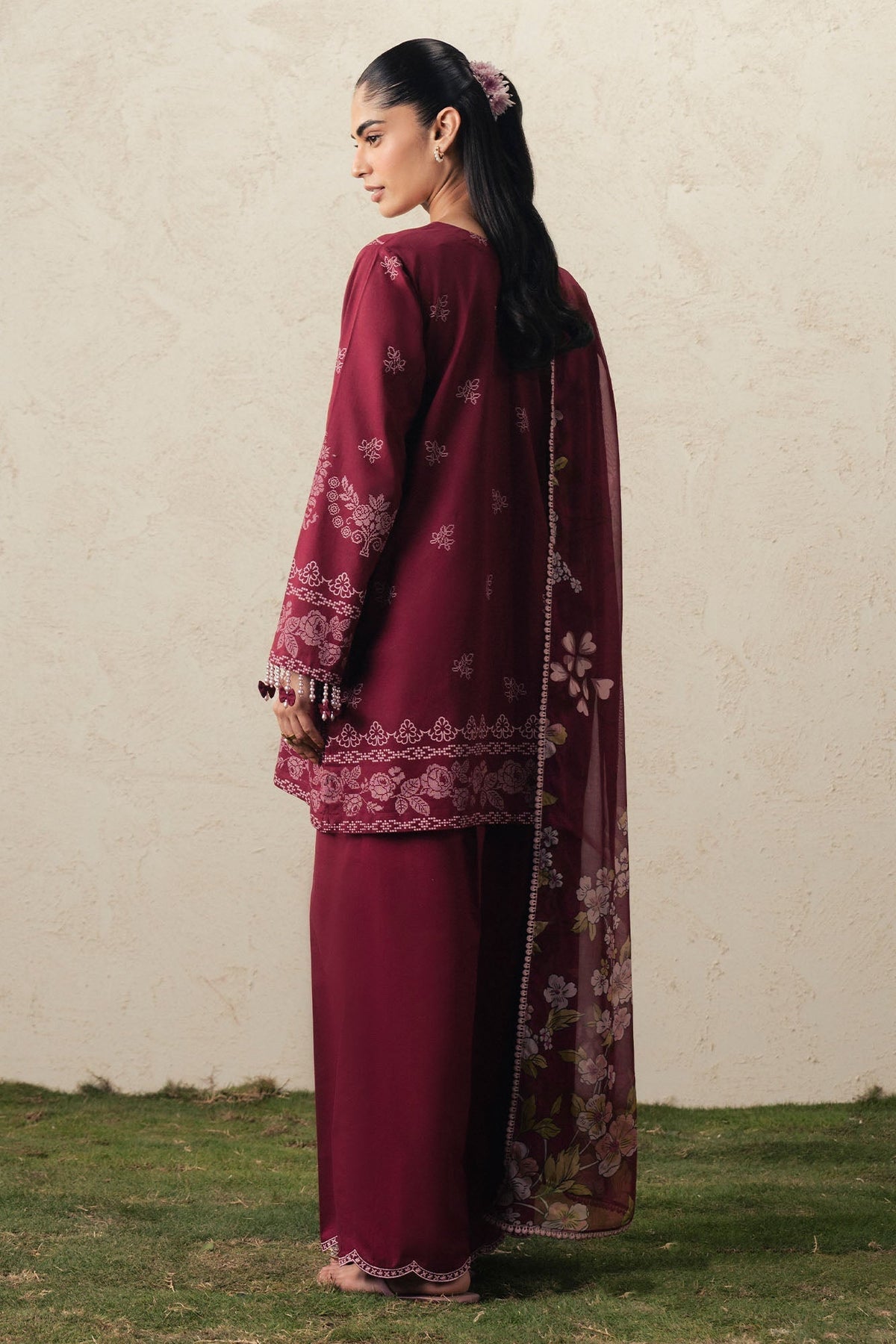 Cross Stitch | The Moonsoon Edit 26 | VELVET WHISPER-3PC PRINTED SUIT, image 2