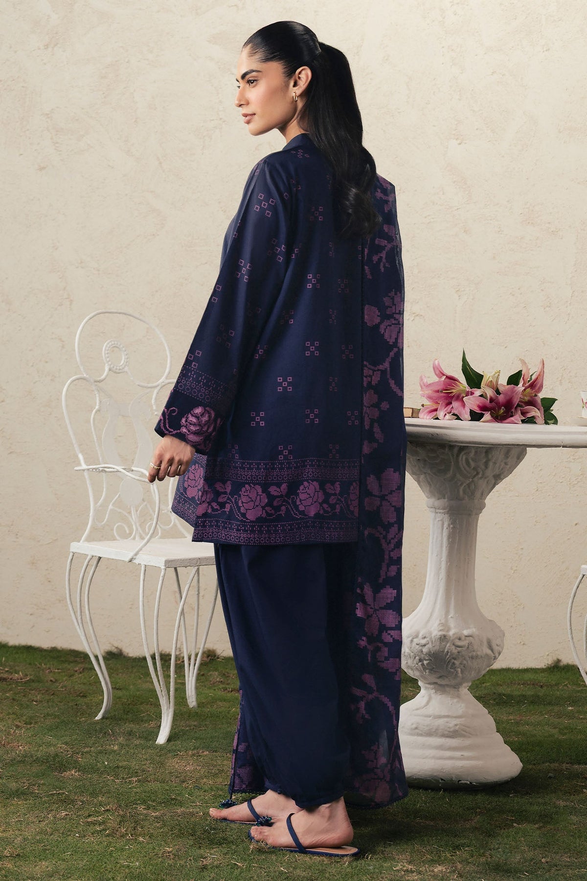 Cross Stitch | The Moonsoon Edit 26 | MAGENTA MUSE-3PC PRINTED SUIT, image 2