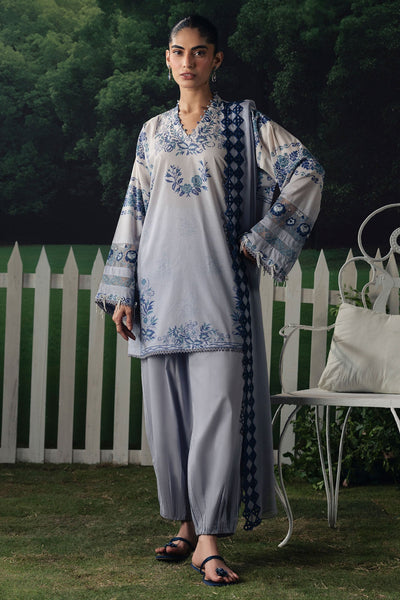 Cross Stitch | The Moonsoon Edit 26 | AZURE BLOOM-3PC PRINTED SUIT