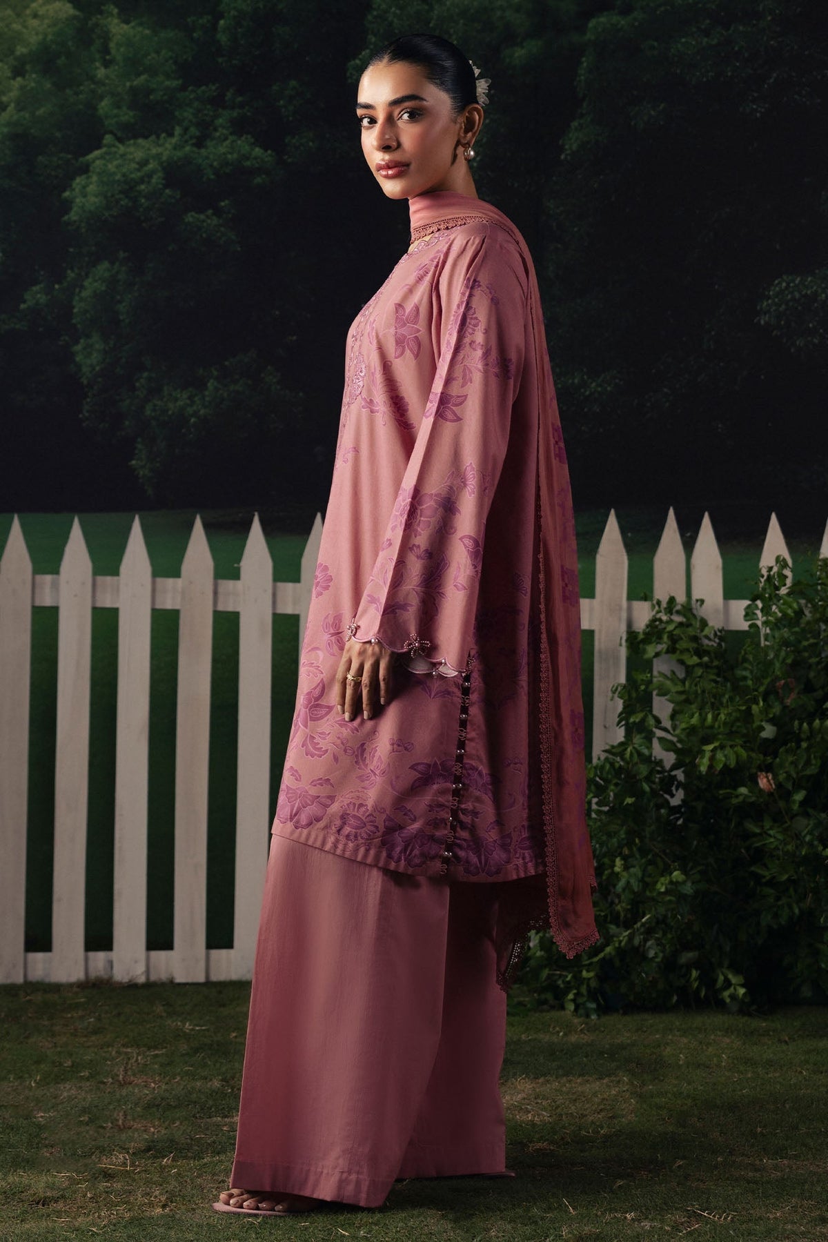 Cross Stitch | The Moonsoon Edit 26 | BLUSH ESSENCE-3PC PRINTED SUIT, image 5