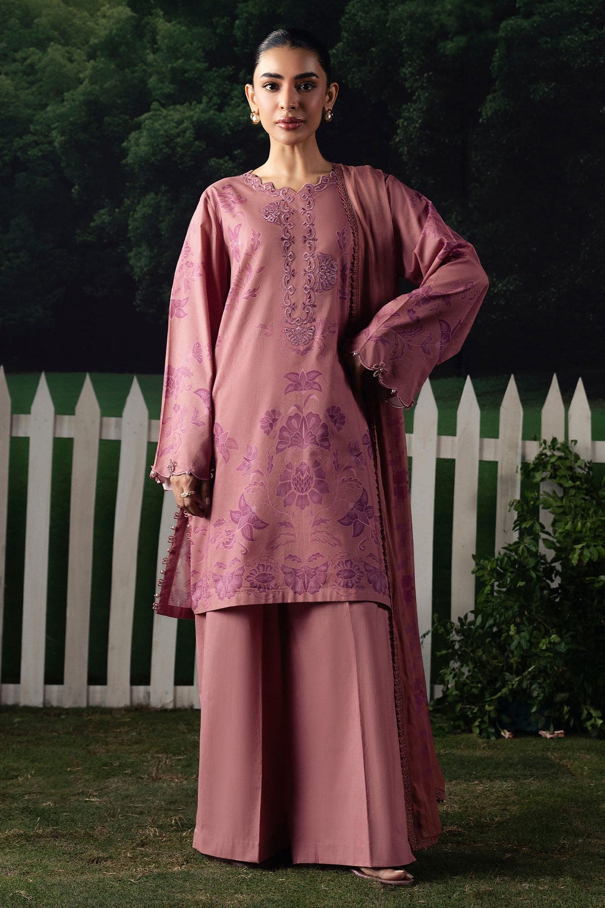 Cross Stitch | The Moonsoon Edit 26 | BLUSH ESSENCE-3PC PRINTED SUIT
