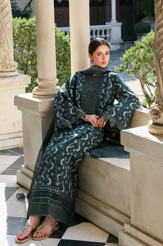 Cross Stitch | Eid Lawn Edit 26 |  TEAL SPRUCE-6