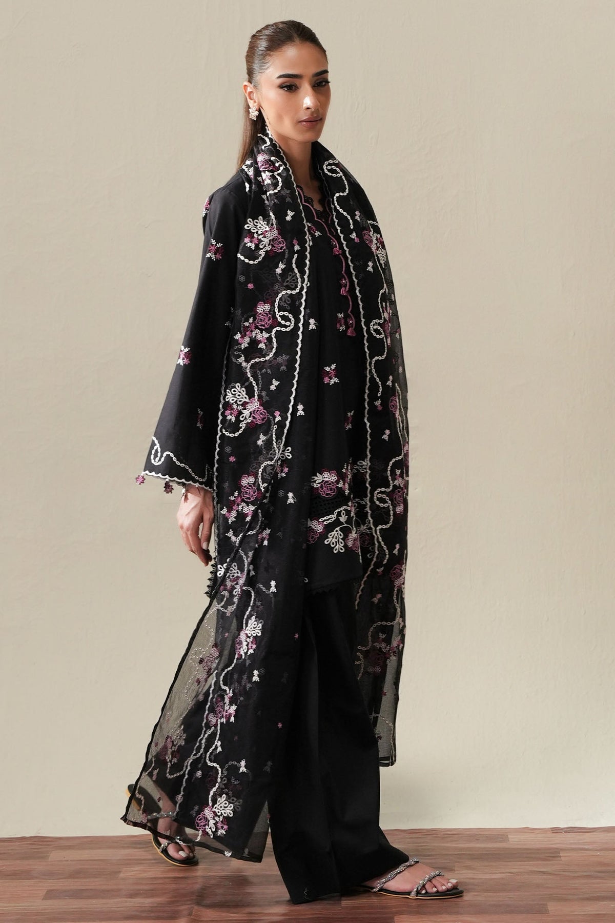 Cross Stitch | Mahiri Embroidered Collection 26 |EBONY MIST-6