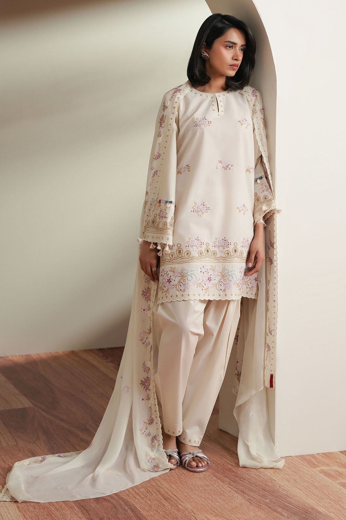 Cross Stitch | Mahiri Embroidered Collection 26 | VORY MOSIAC-6