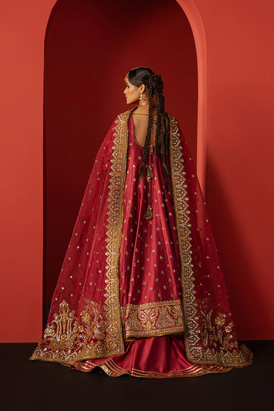 Afrozeh Bahaar coral red shirt and lehenga, photo 2