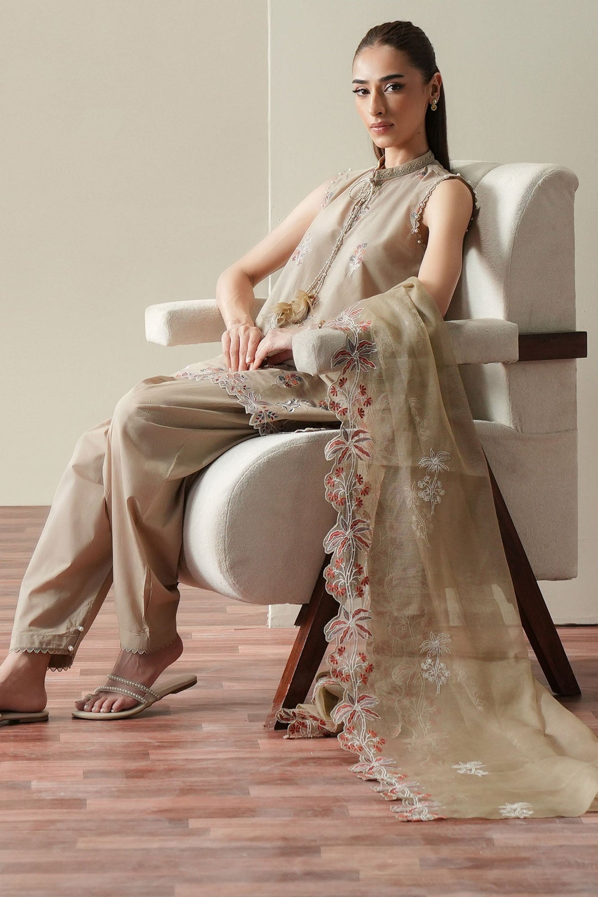 Cross Stitch | Mahiri Embroidered Collection 26 |DUSTY SAGE-7