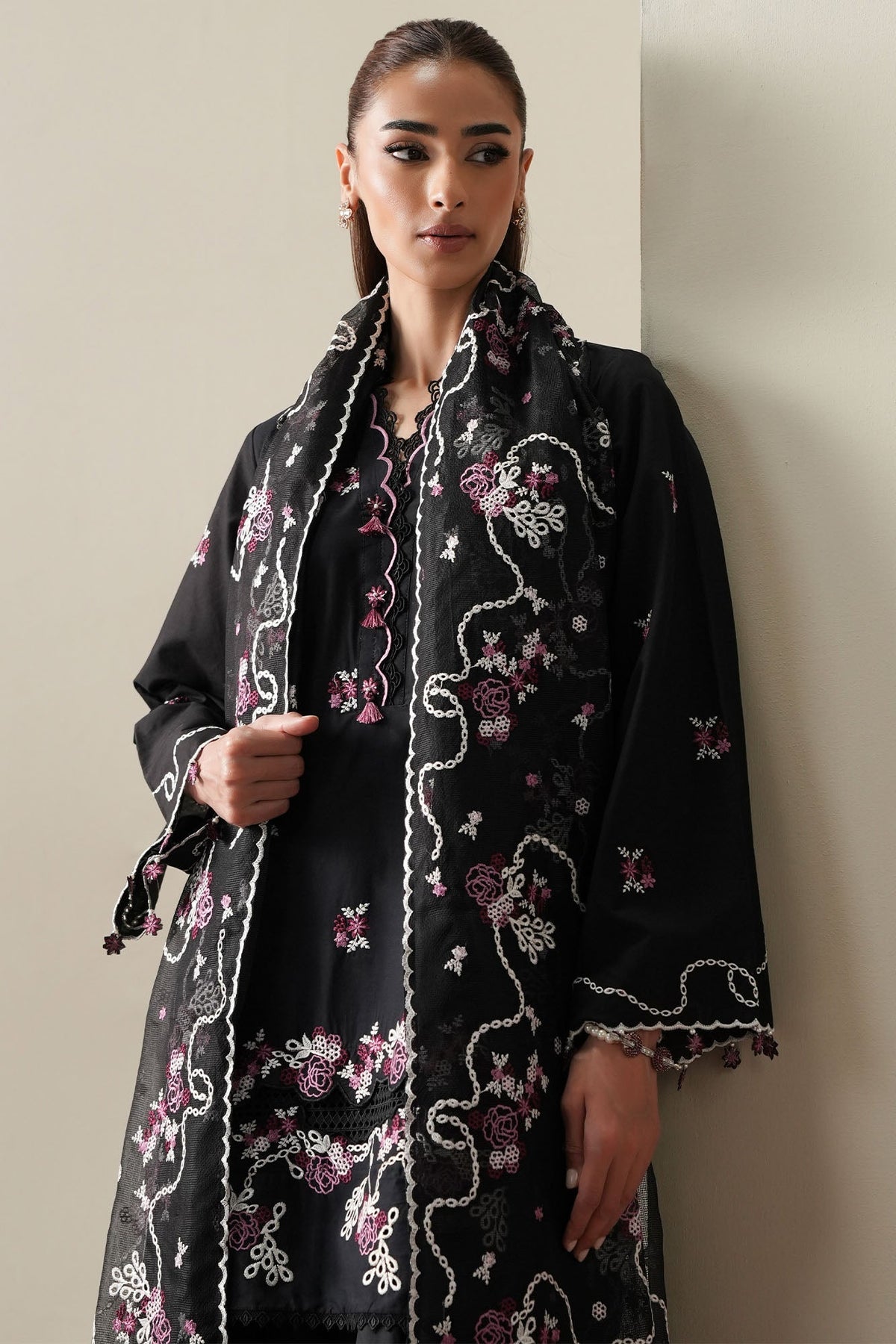 Cross Stitch | Mahiri Embroidered Collection 26 |EBONY MIST-5