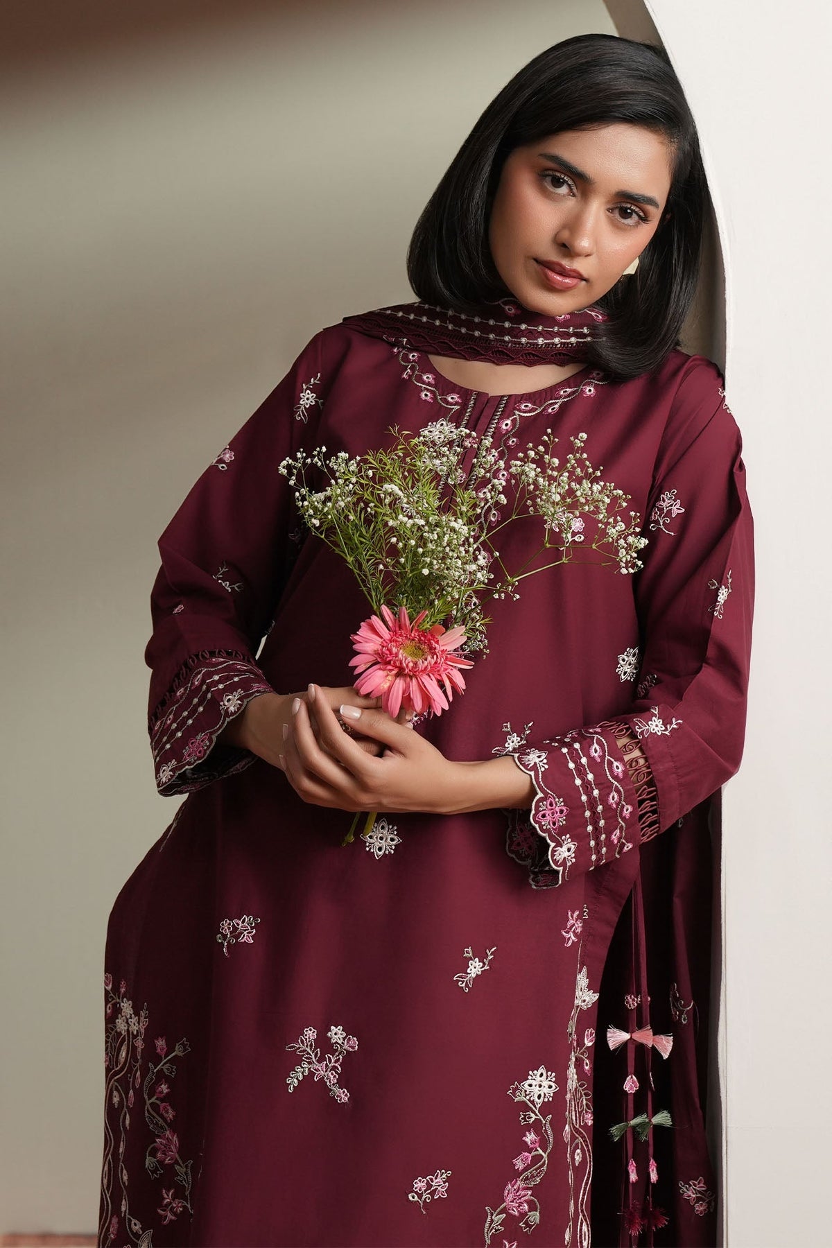 Cross Stitch | Mahiri Embroidered Collection 26 |CRIMSON-7