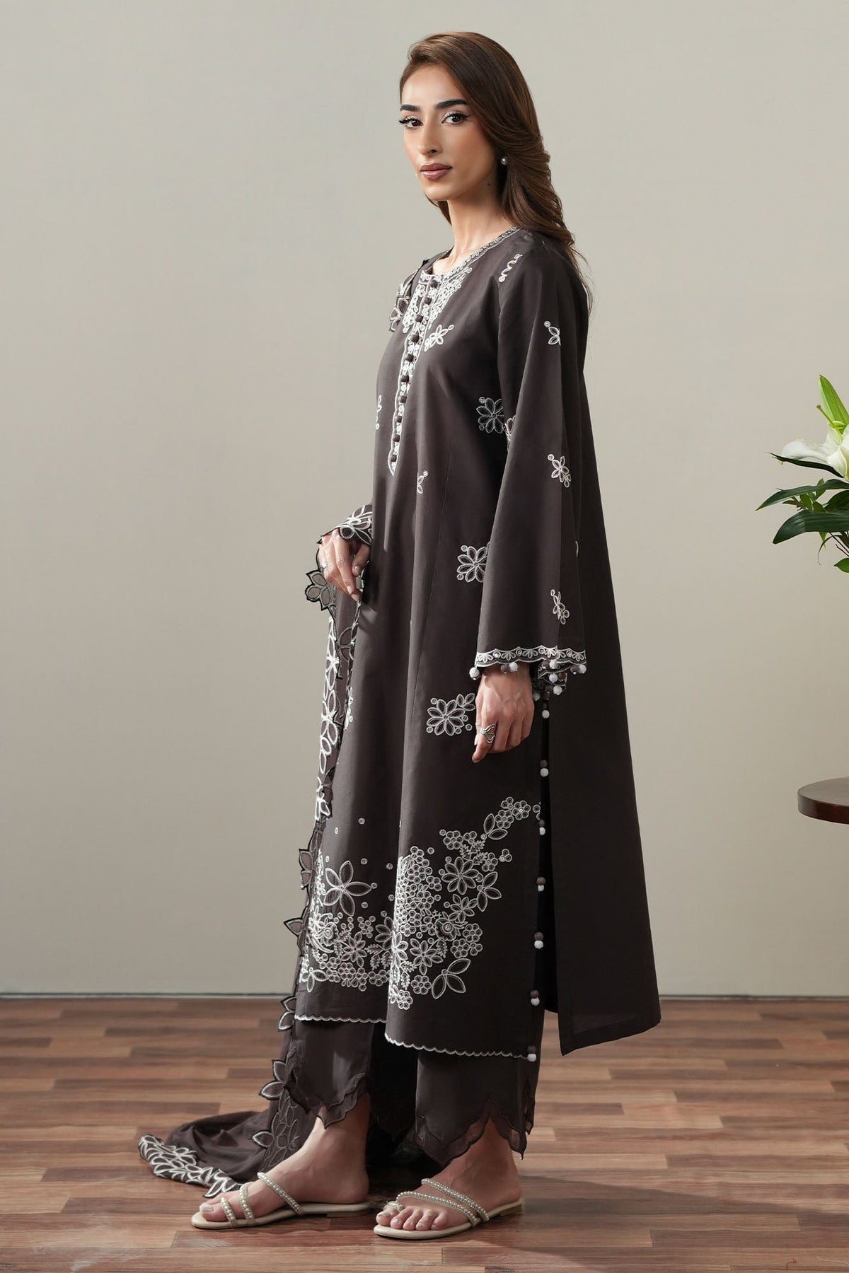 Cross Stitch | Mahiri Embroidered Collection 26 | SEAL BROWN-3