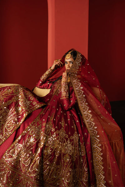 Afrozeh Bahaar coral red shirt and lehenga, photo 3