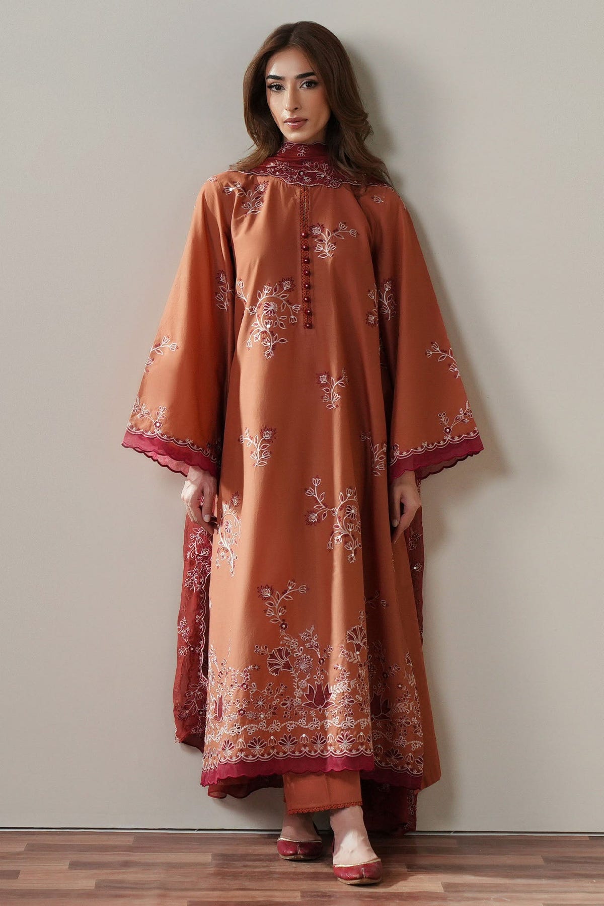 Cross Stitch | Mahiri Embroidered Collection 26 |SCARLET EMBER