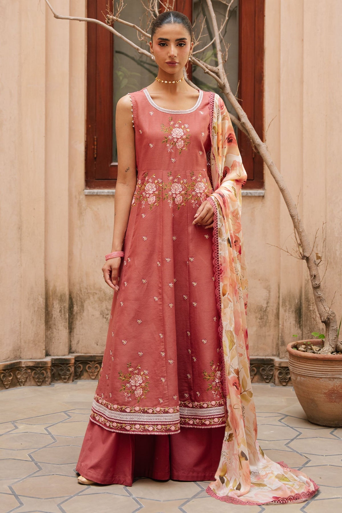 Cross Stitch | Mahiri Embroidered Collection 26 |ROSEATE WHISPER