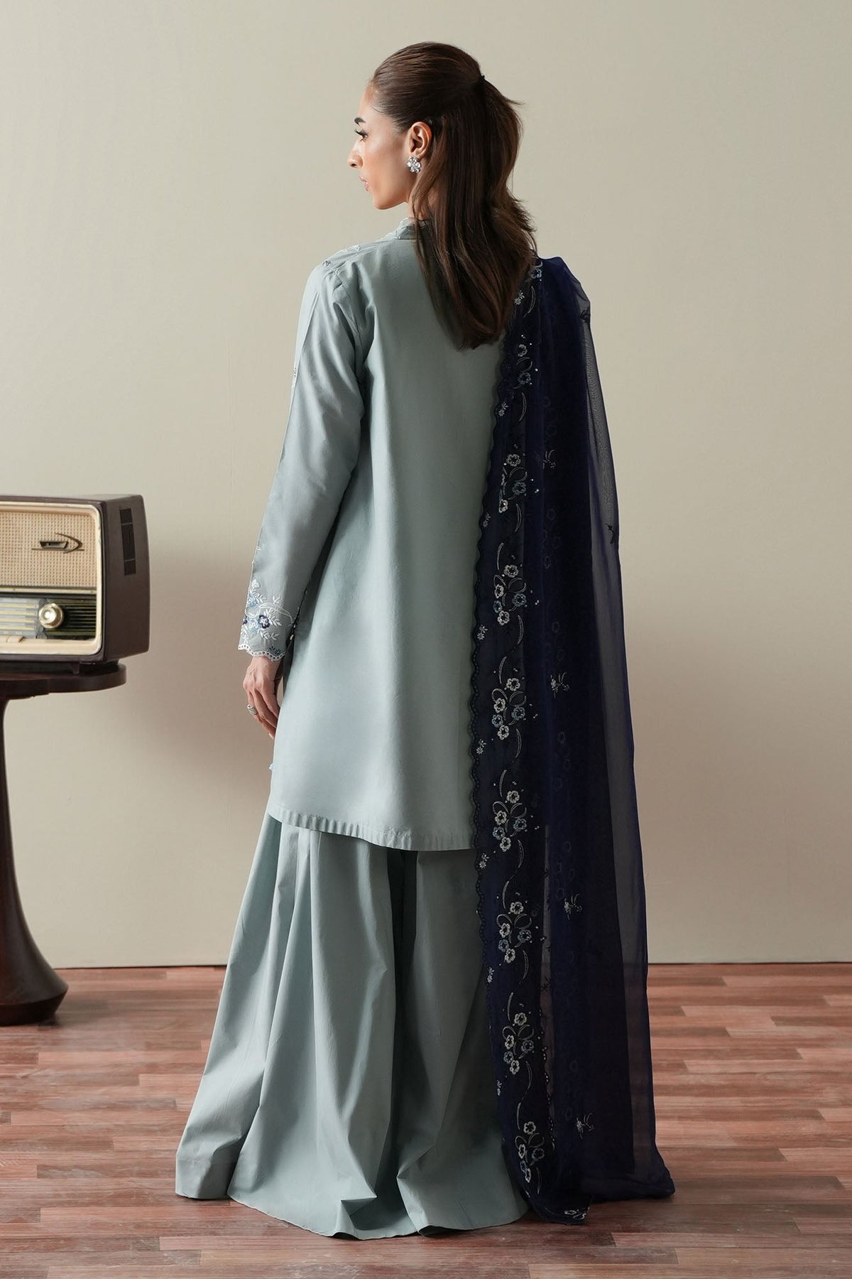 Cross Stitch | Mahiri Embroidered Collection 26 |AQUA SMOKE-2