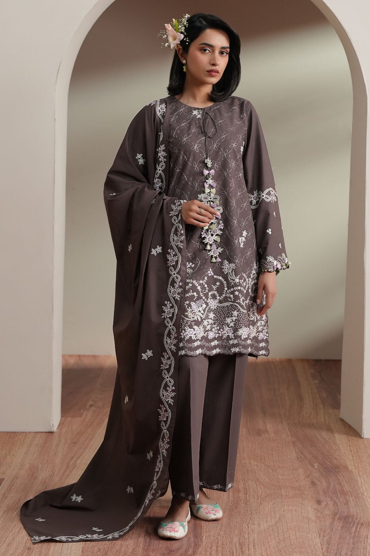 Cross Stitch | Mahiri Embroidered Collection 26 |COCOA WHISPER-4