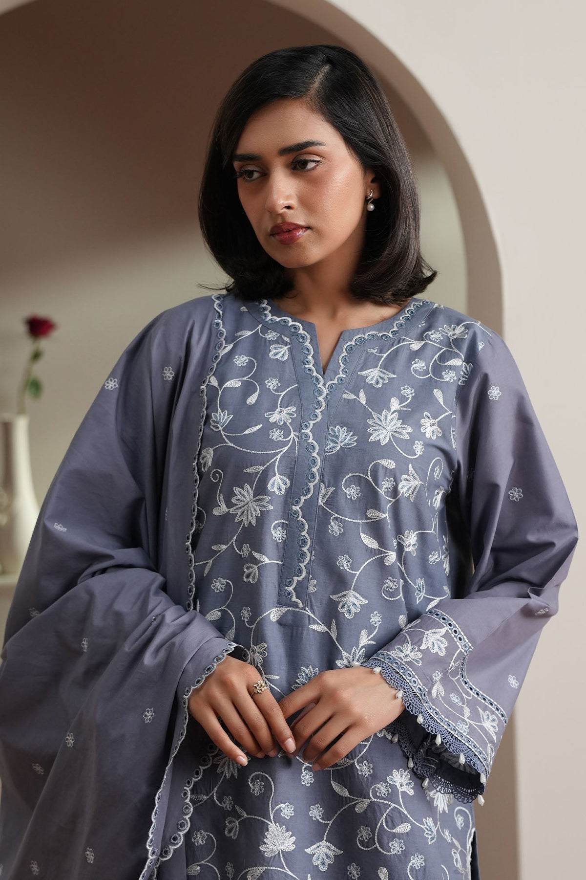Cross Stitch | Mahiri Embroidered Collection 26 | SLATE PETALS-6