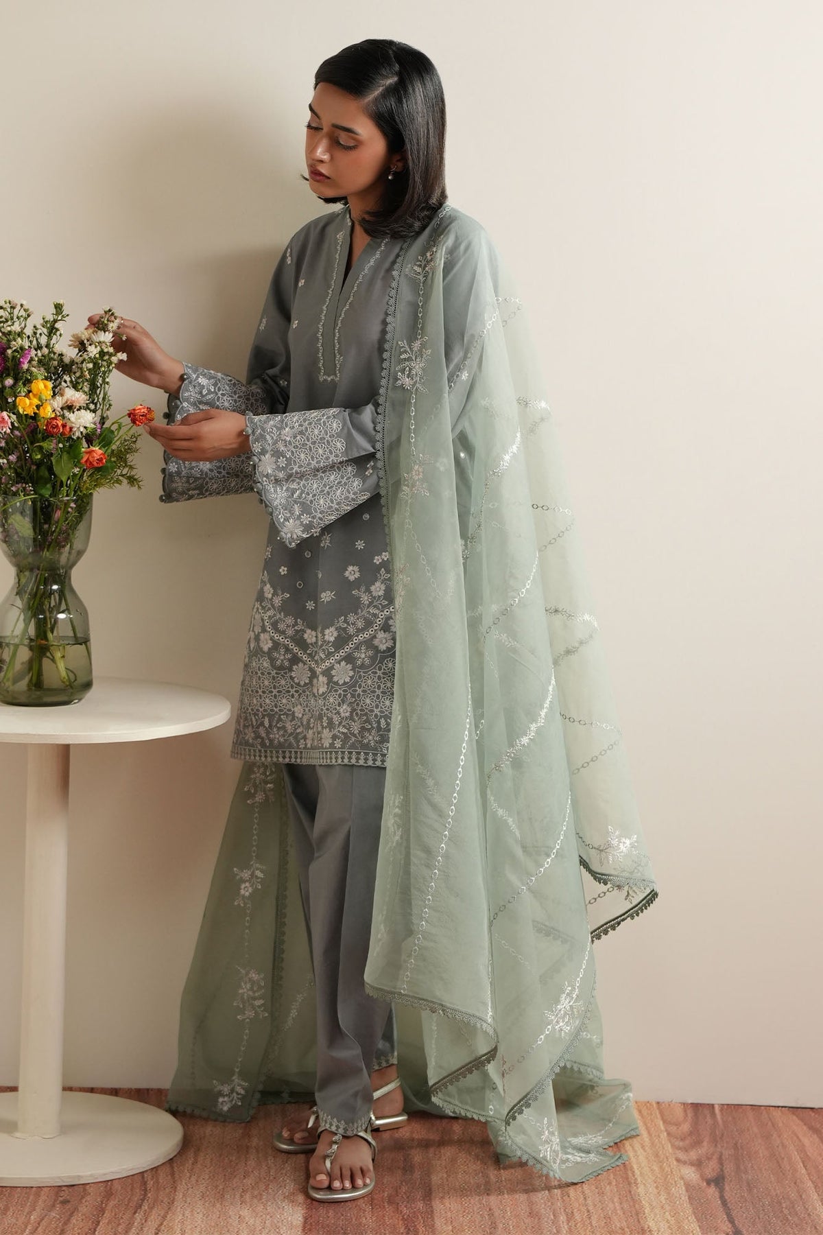 Cross Stitch | Mahiri Embroidered Collection 26 |AQUA REVERIE-6
