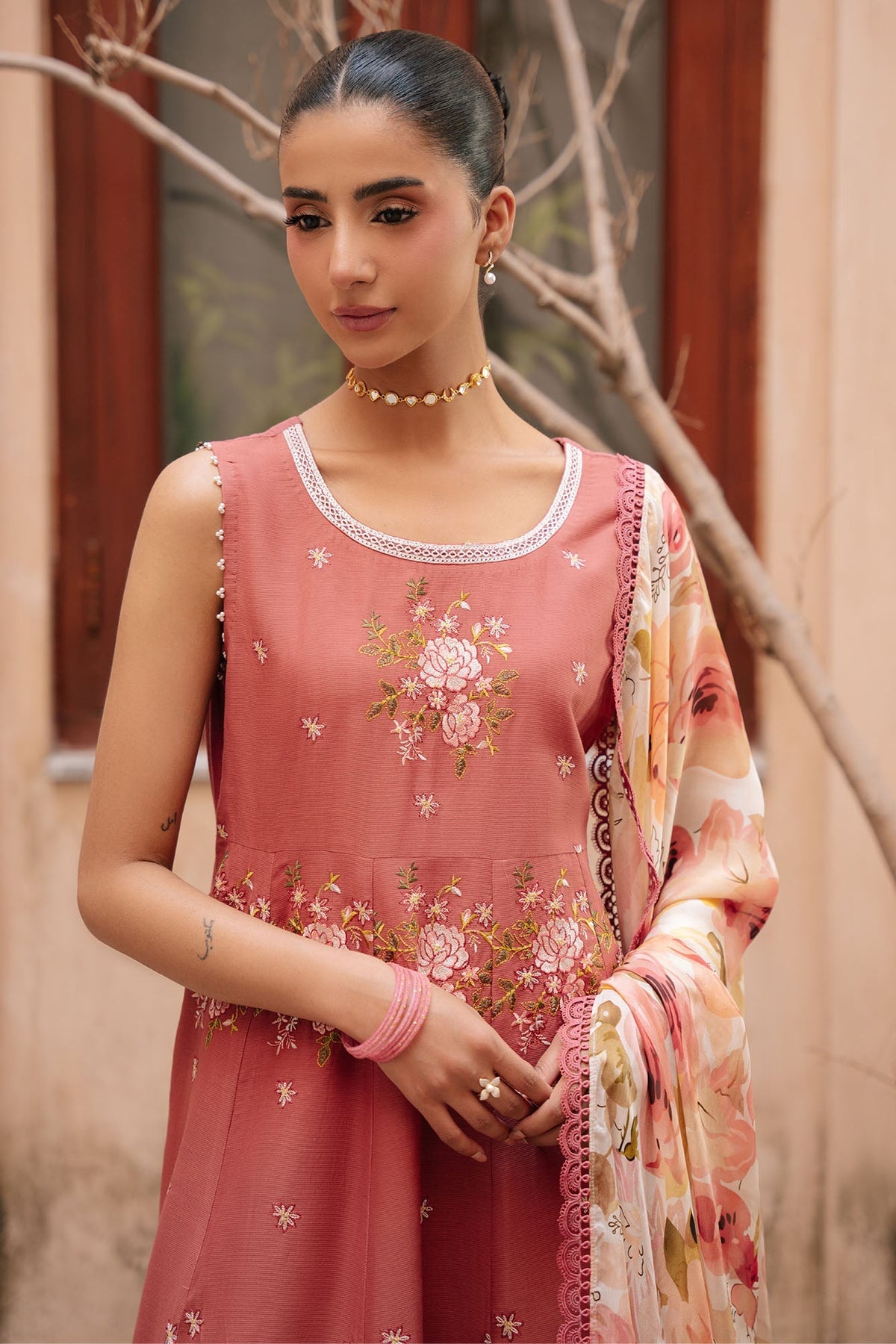 Cross Stitch | Mahiri Embroidered Collection 26 |ROSEATE WHISPER-3