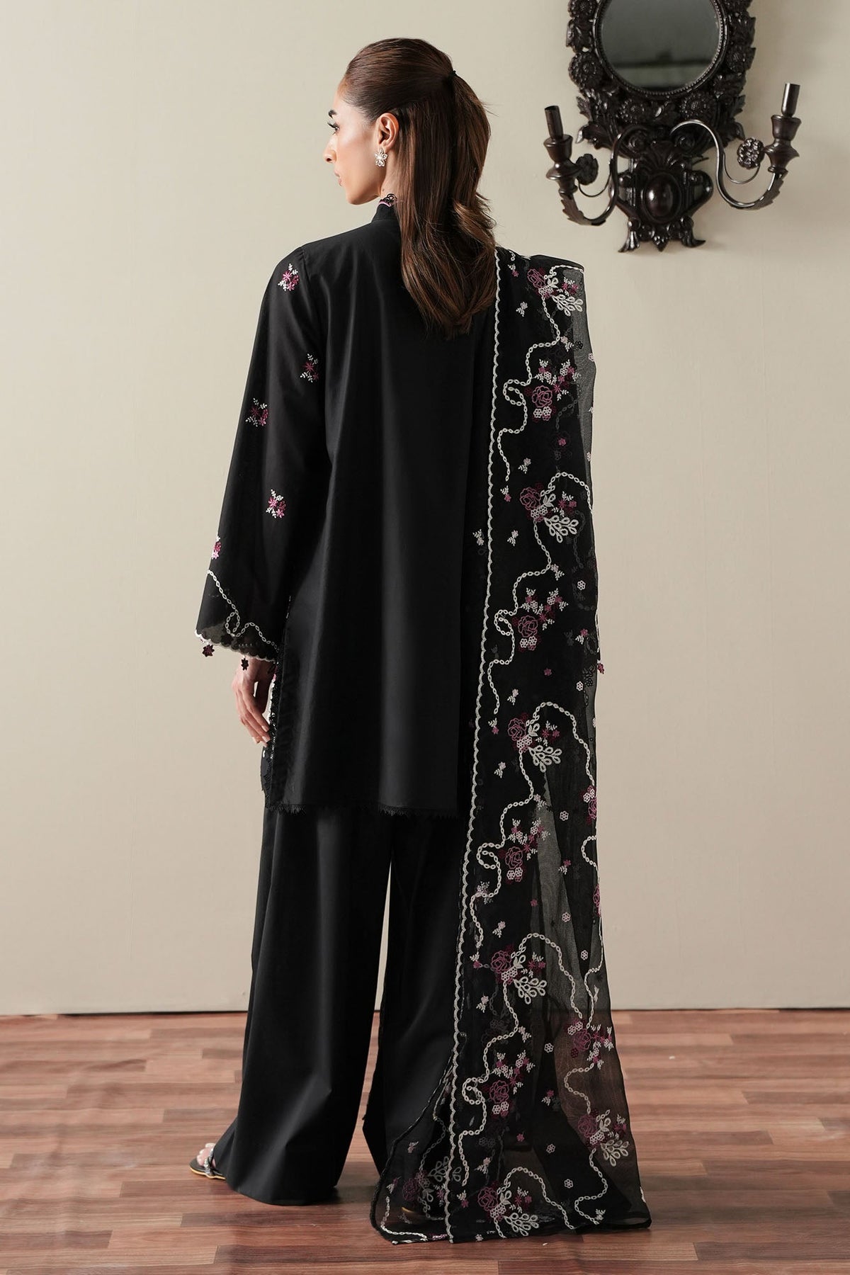Cross Stitch | Mahiri Embroidered Collection 26 |EBONY MIST-2