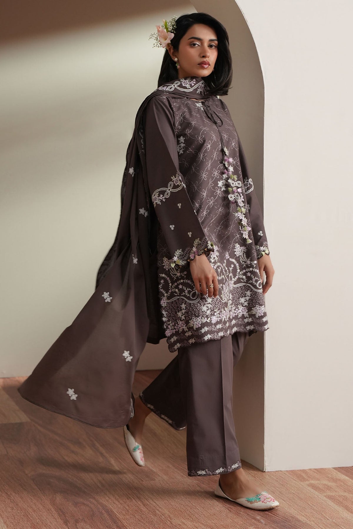 Cross Stitch | Mahiri Embroidered Collection 26 |COCOA WHISPER-6