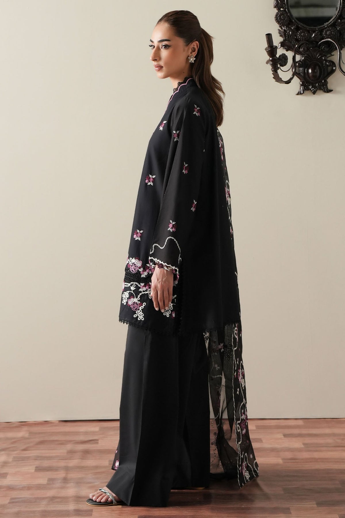 Cross Stitch | Mahiri Embroidered Collection 26 |EBONY MIST-3