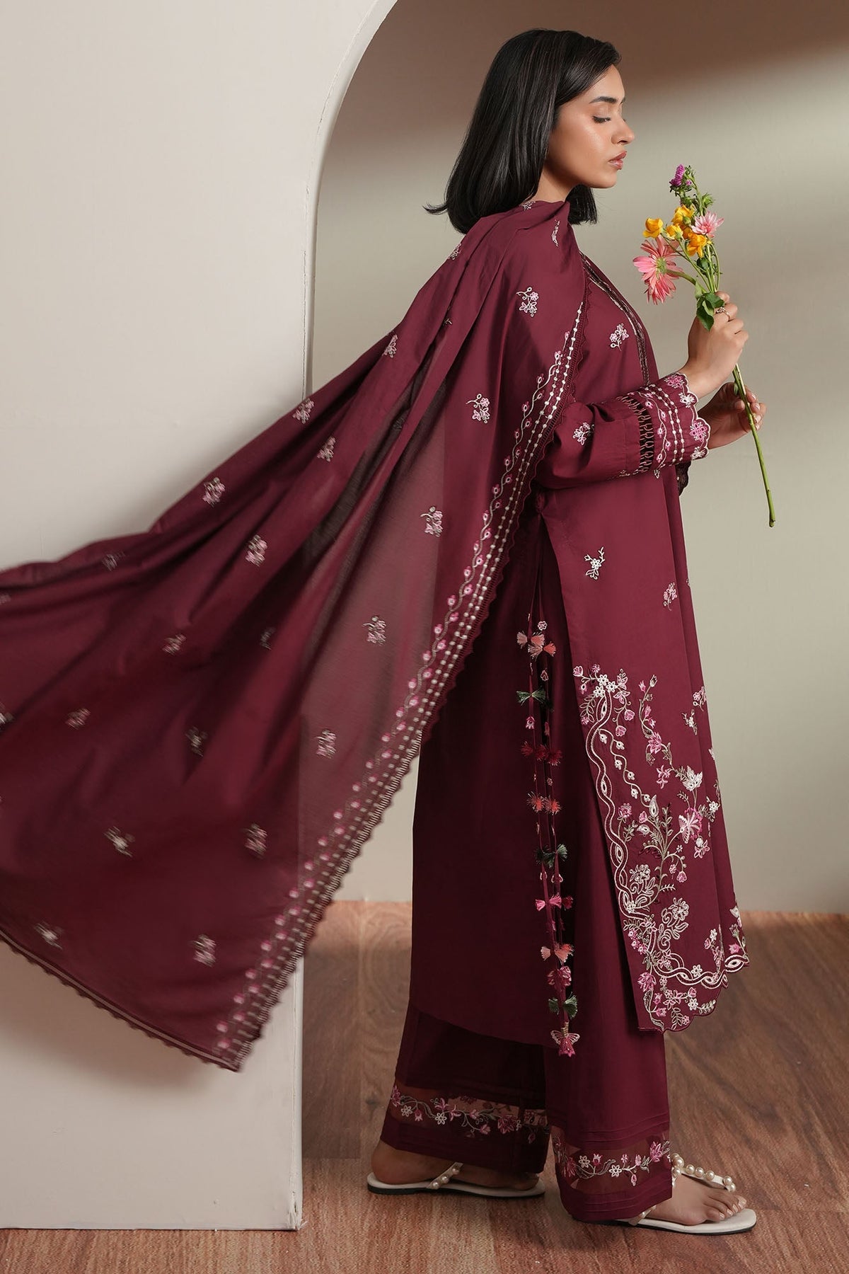 Cross Stitch | Mahiri Embroidered Collection 26 |CRIMSON-5