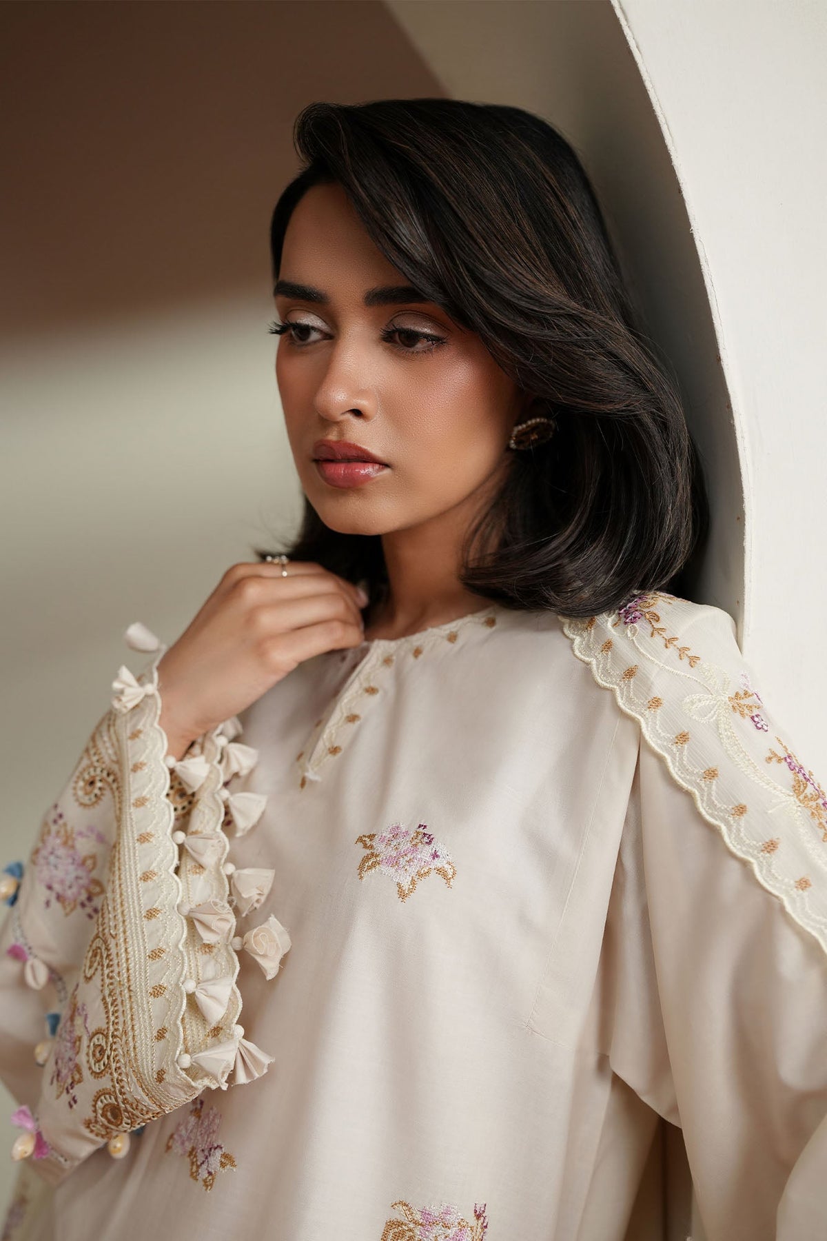 Cross Stitch | Mahiri Embroidered Collection 26 | VORY MOSIAC-3