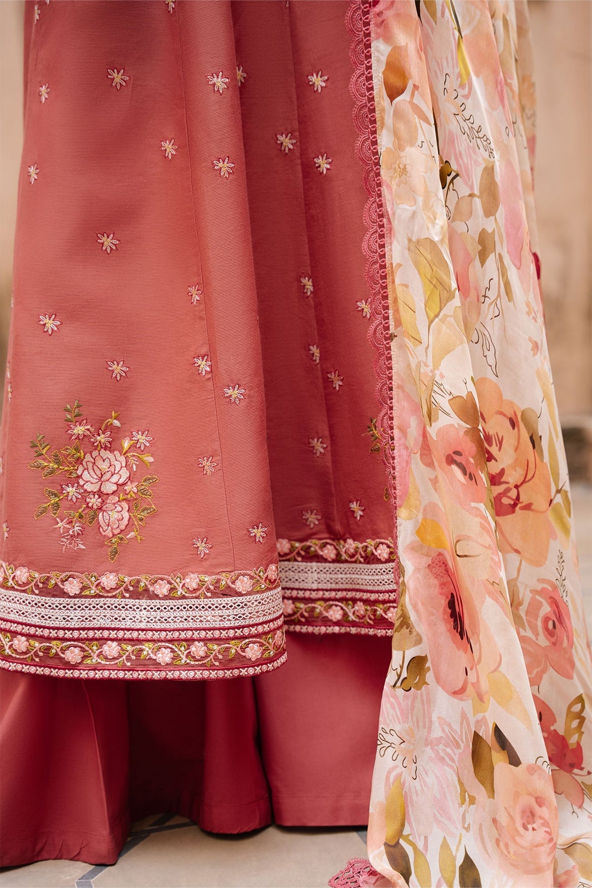 Cross Stitch | Mahiri Embroidered Collection 26 |ROSEATE WHISPER-5