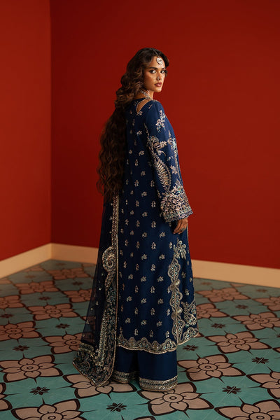 Afrozeh Mahreen navy blue raw silk formal suit, photo 2