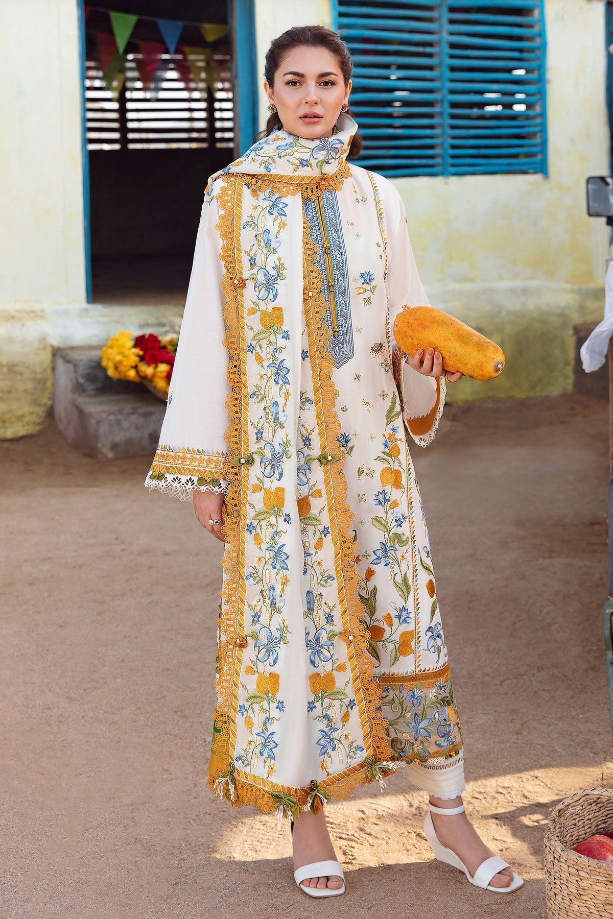Zaha | Embroidered Lawn Collection | LEYA (ZL23-07 A) -  Zaha Luxury - Original Designer Dress - House of Maryam