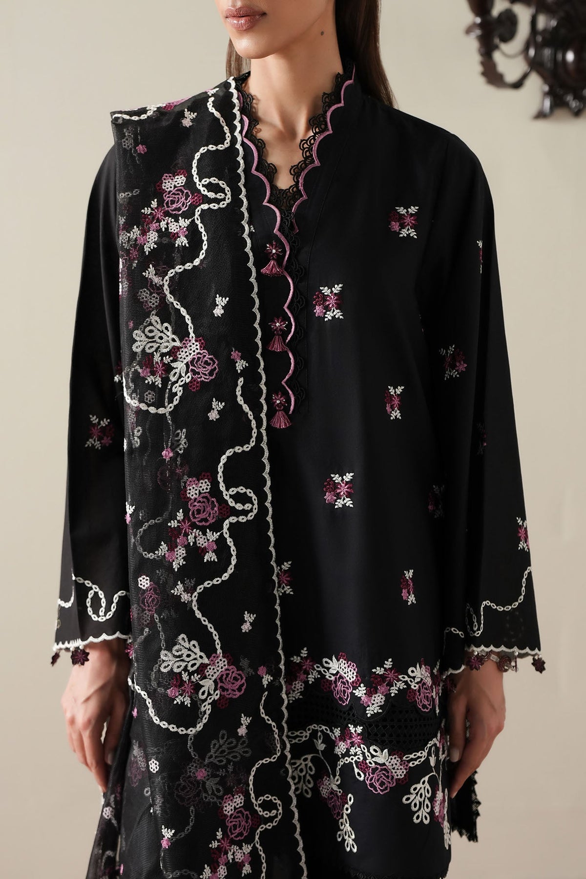 Cross Stitch | Mahiri Embroidered Collection 26 |EBONY MIST-7