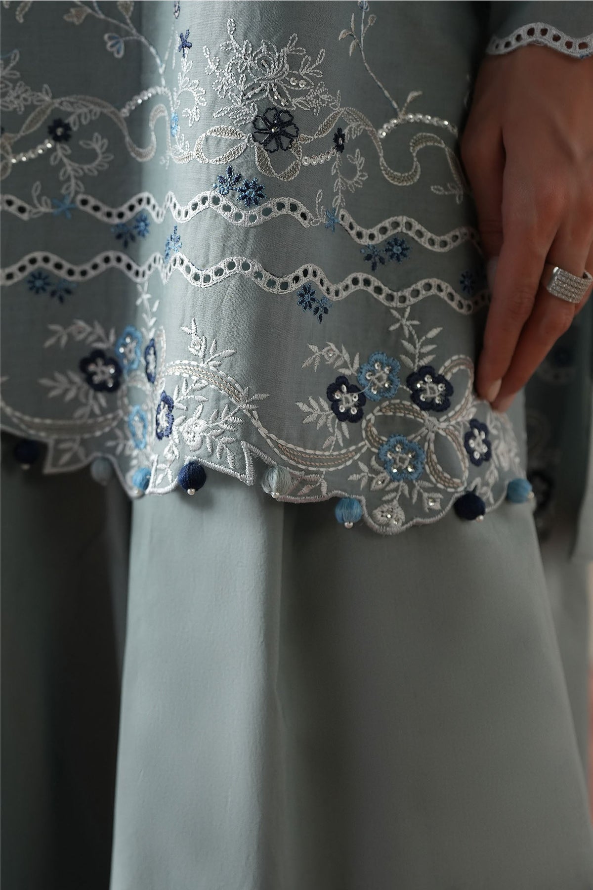 Cross Stitch | Mahiri Embroidered Collection 26 |AQUA SMOKE-4