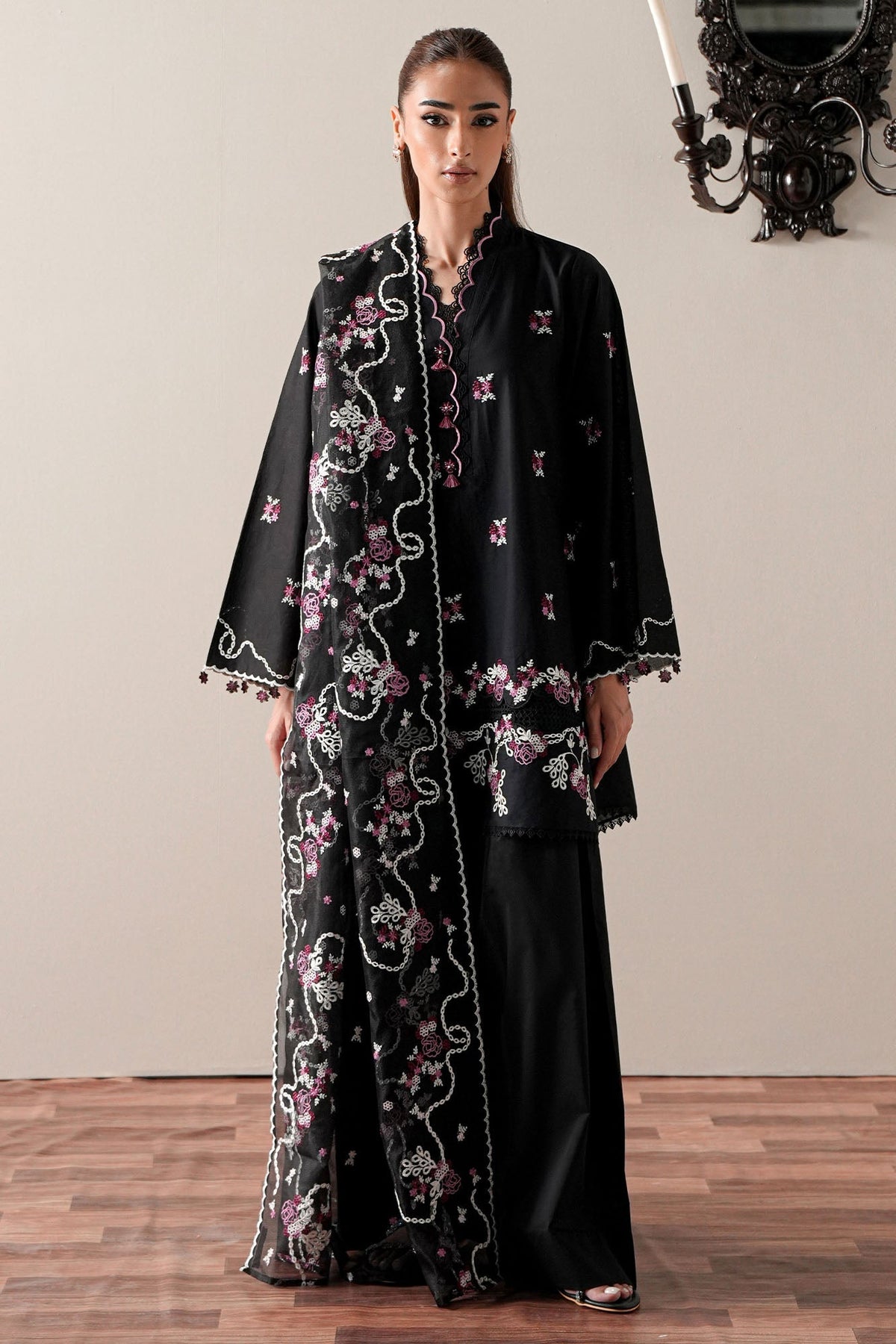Cross Stitch | Mahiri Embroidered Collection 26 |EBONY MIST-4