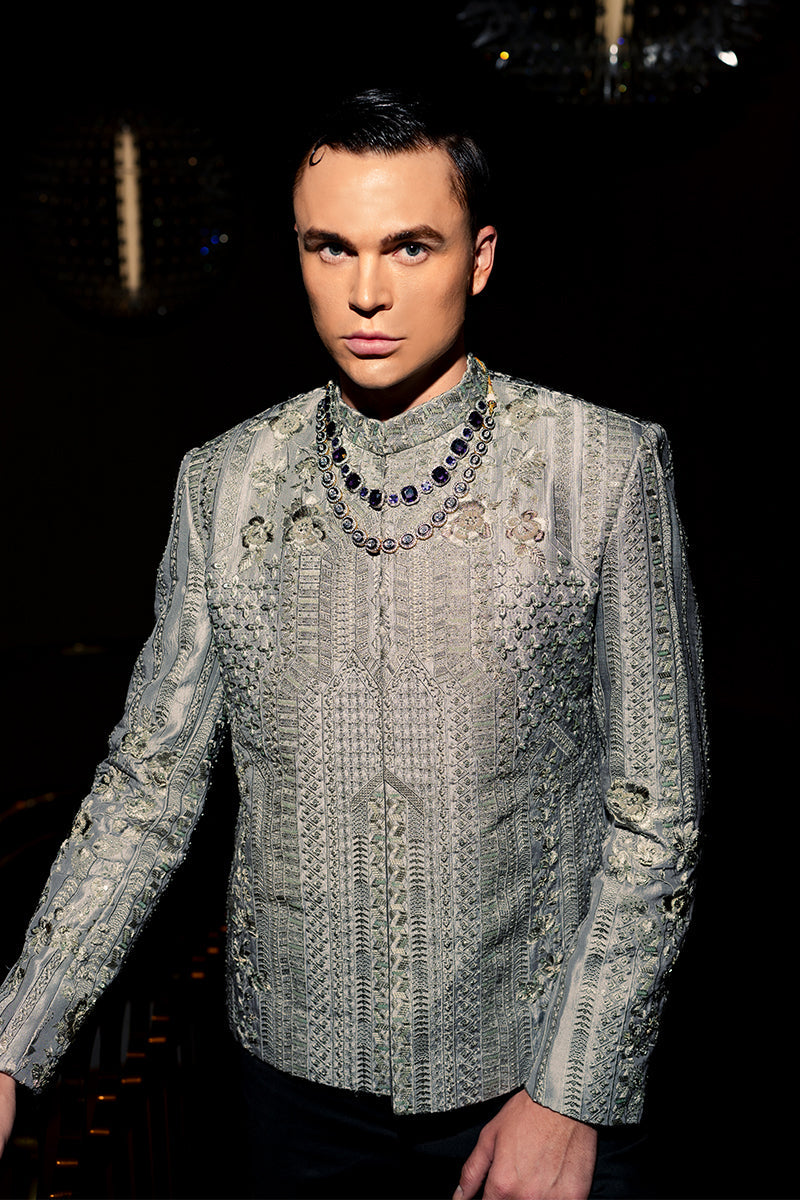 Republic By Omar Farooq | Bandhgala Suit | "Yusuf" Bandhgala Jacket -  Republic by Omar Farooq Bandhgala Suit - Original Designer Dress - House of Maryam
