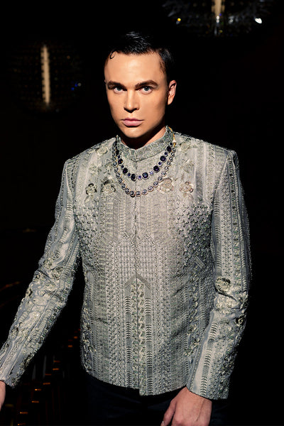 Republic By Omar Farooq | Bandhgala Suit | "Yusuf" Bandhgala Jacket -  Republic by Omar Farooq Bandhgala Suit - Original Designer Dress - House of Maryam