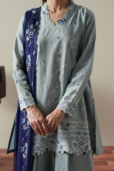 Cross Stitch | Mahiri Embroidered Collection 26 |AQUA SMOKE