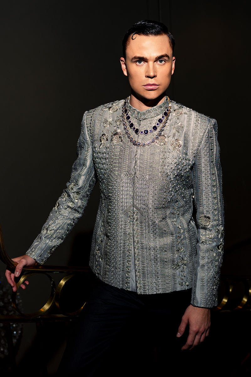 Republic By Omar Farooq | Bandhgala Suit | "Yusuf" Bandhgala Jacket -  Republic by Omar Farooq Bandhgala Suit - Original Designer Dress - House of Maryam