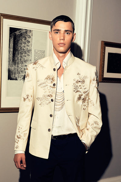 Republic By Omar Farooq | Bandhgala Suit | "Aimal" Bandhgala Jacket -  Republic by Omar Farooq Bandhgala Suit - Original Designer Dress - House of Maryam