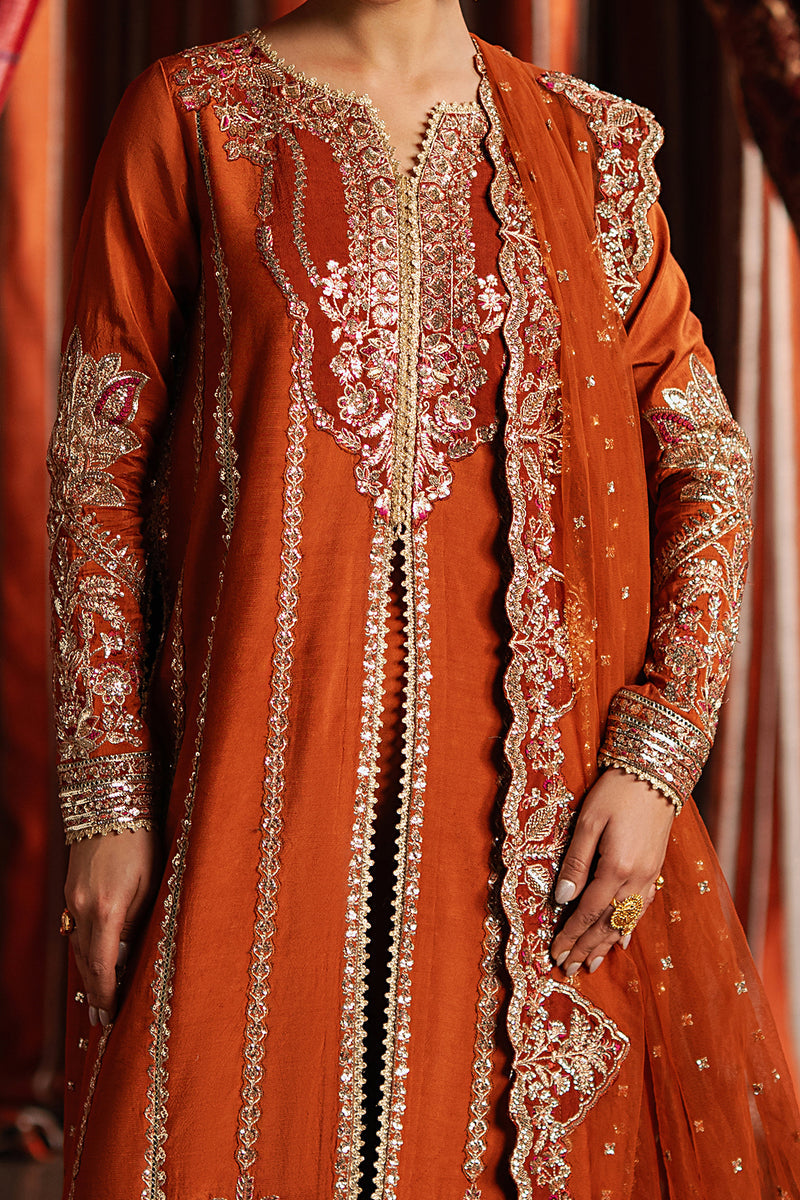 Afrozeh Aafreen rust raw silk formal suit, photo 3