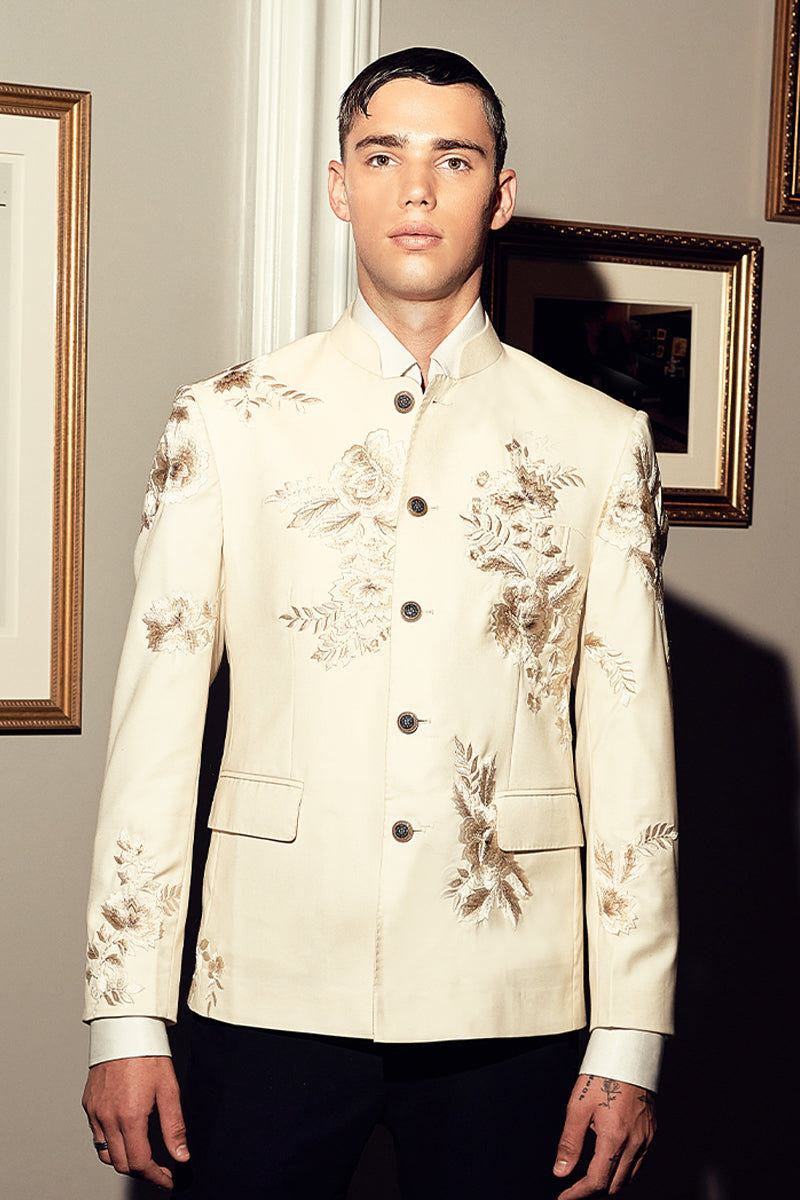 Republic By Omar Farooq | Bandhgala Suit | "Aimal" Bandhgala Jacket -  Republic by Omar Farooq Bandhgala Suit - Original Designer Dress - House of Maryam