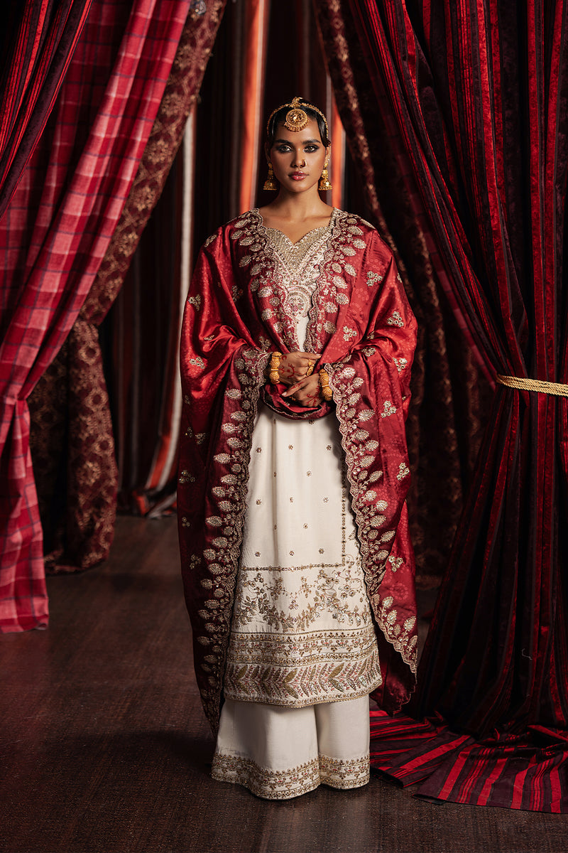 Afrozeh Khuld ivory raw silk formal suit
