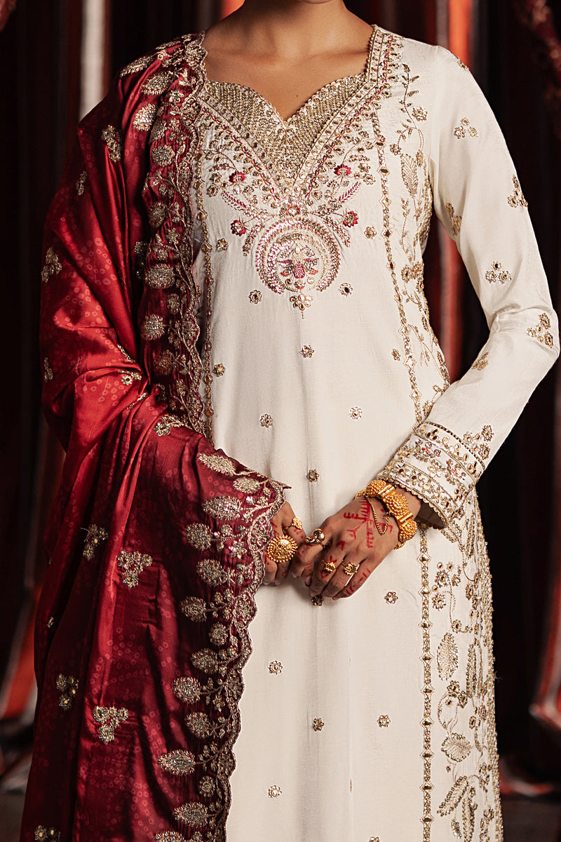 Afrozeh Khuld ivory raw silk formal suit, photo 3