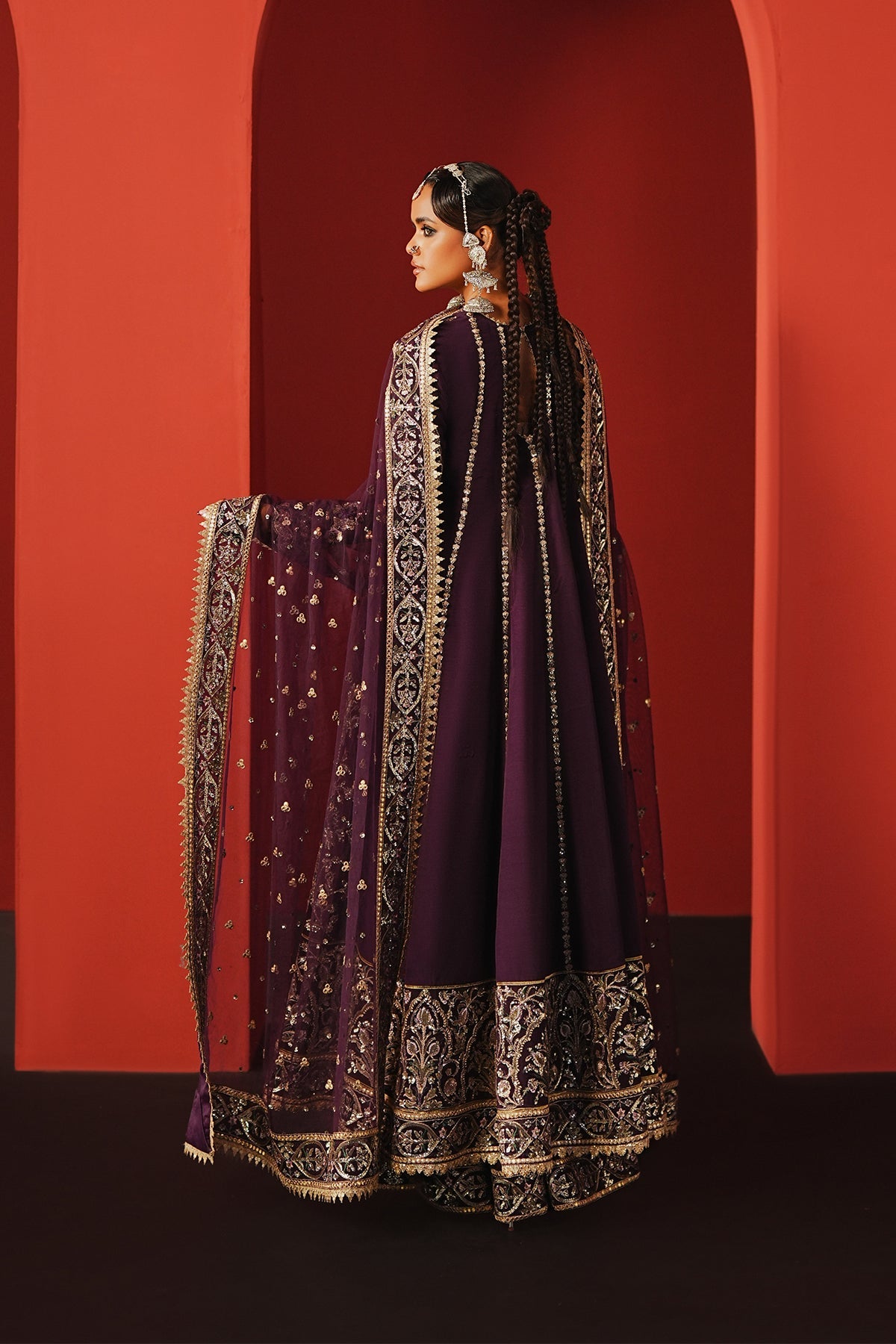 Afrozeh Samarqand purple raw silk shirt and sharara, photo 2