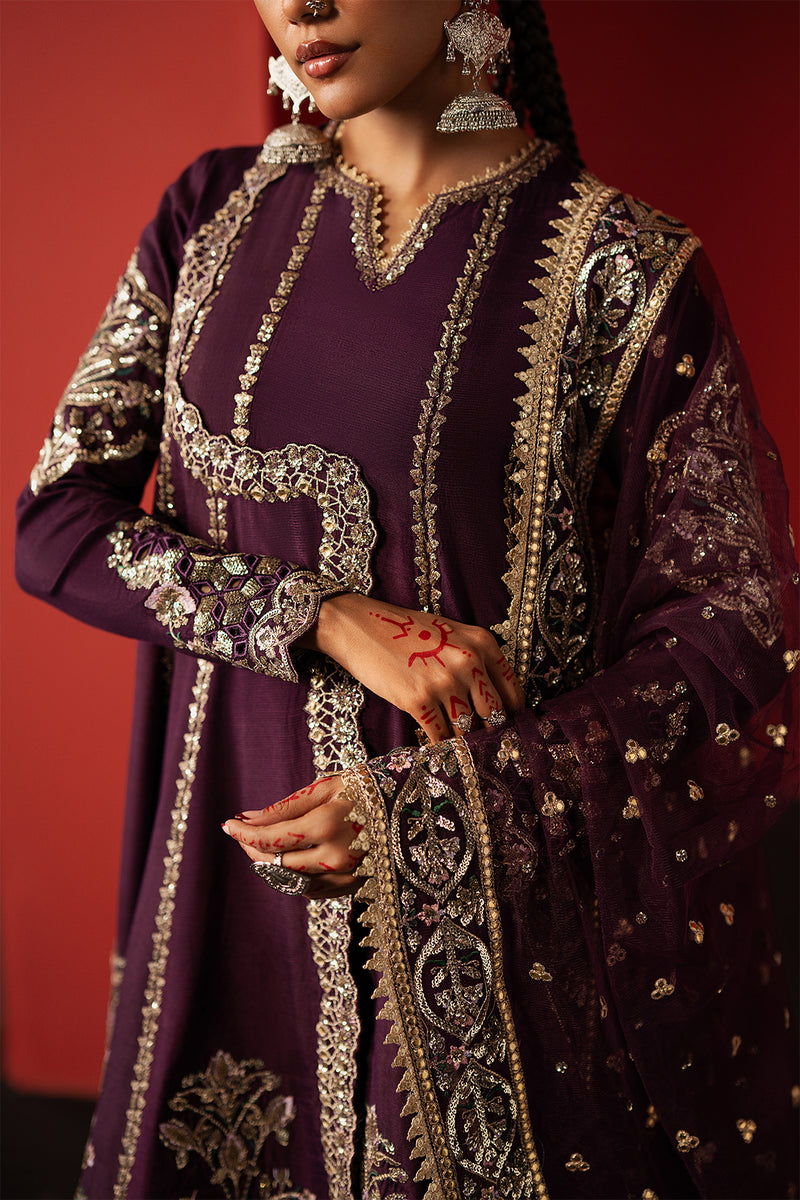 Afrozeh Samarqand purple raw silk shirt and sharara, photo 3