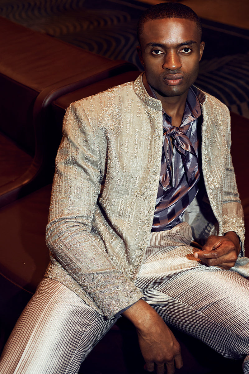 Republic By Omar Farooq | Bandhgala Suit | "Cetin" Bandhgala Jacket -  Republic by Omar Farooq Bandhgala Suit - Original Designer Dress - House of Maryam