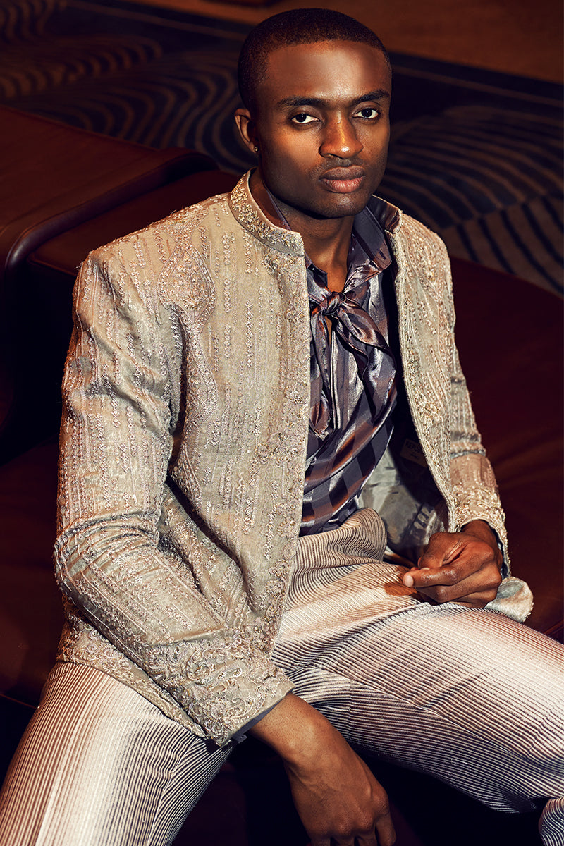 Republic By Omar Farooq | Bandhgala Suit | "Cetin" Bandhgala Jacket -  Republic by Omar Farooq Bandhgala Suit - Original Designer Dress - House of Maryam