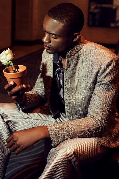 Republic By Omar Farooq | Bandhgala Suit | "Cetin" Bandhgala Jacket -  Republic by Omar Farooq Bandhgala Suit - Original Designer Dress - House of Maryam
